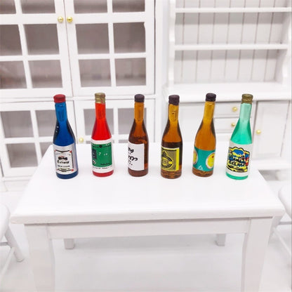 18 ชิ้น / 3 แพ็ค 1:12 มินิตุ๊กตากระเป๋าจำลองผลไม้ขวดเครื่องดื่มไวน์เครื่องประดับรุ่น, Wine Drink Bottle