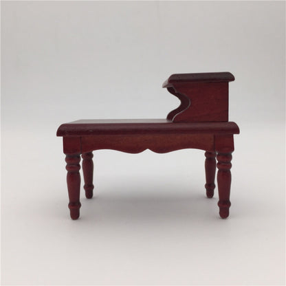 1:12 ตุ๊กตาของเล่นไม้มินิวินเทจสีมะฮอกกานีโต๊ะน้ำชา, Tea Table