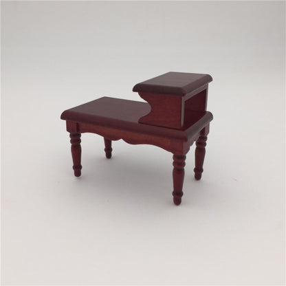 1:12 ตุ๊กตาของเล่นไม้มินิวินเทจสีมะฮอกกานีโต๊ะน้ำชา, Tea Table