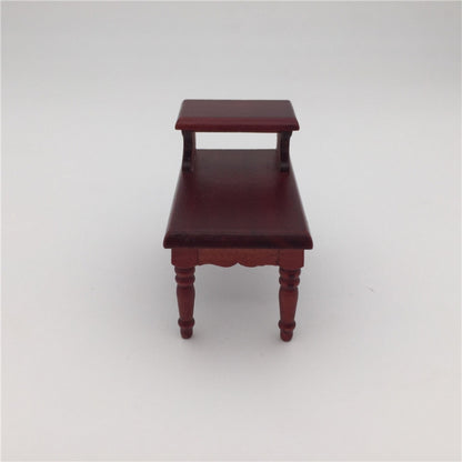 1:12 ตุ๊กตาของเล่นไม้มินิวินเทจสีมะฮอกกานีโต๊ะน้ำชา, Tea Table