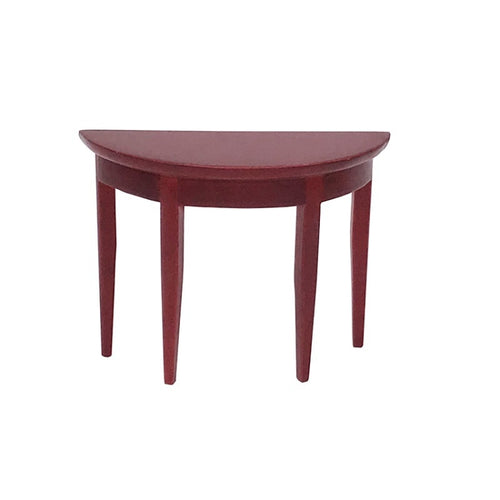3 ชิ้น 1:12 มินิตุ๊กตาตกแต่งฉากมะฮอกกานีครึ่งวงกลมระเบียงตาราง, 3 PCS Porch Table