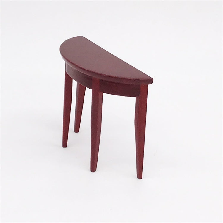 3 ชิ้น 1:12 มินิตุ๊กตาตกแต่งฉากมะฮอกกานีครึ่งวงกลมระเบียงตาราง, 3 PCS Porch Table