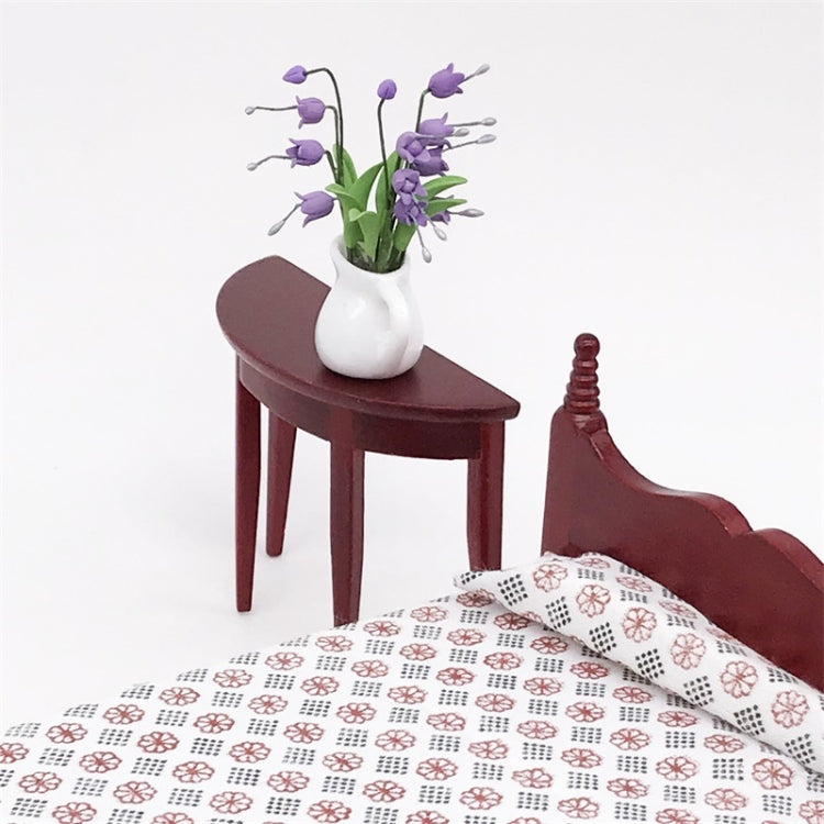 3 ชิ้น 1:12 มินิตุ๊กตาตกแต่งฉากมะฮอกกานีครึ่งวงกลมระเบียงตาราง, 3 PCS Porch Table