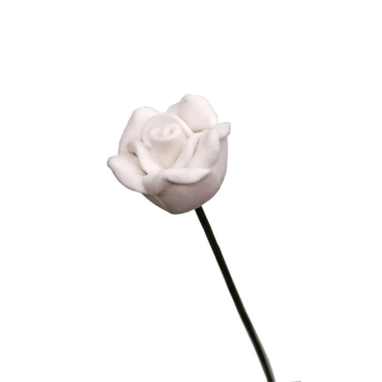 10 ชิ้น 1:12 มินิตุ๊กตาบ้านสวนห้องนอนฉากตกแต่งดอกกุหลาบ, White