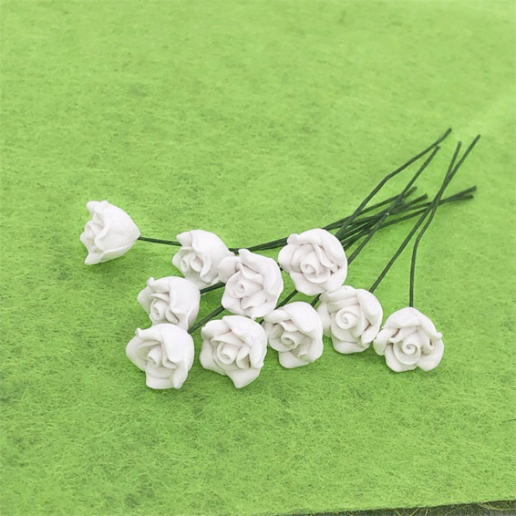 10 ชิ้น 1:12 มินิตุ๊กตาบ้านสวนห้องนอนฉากตกแต่งดอกกุหลาบ, White