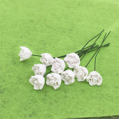 10 ชิ้น 1:12 มินิตุ๊กตาบ้านสวนห้องนอนฉากตกแต่งดอกกุหลาบ, White