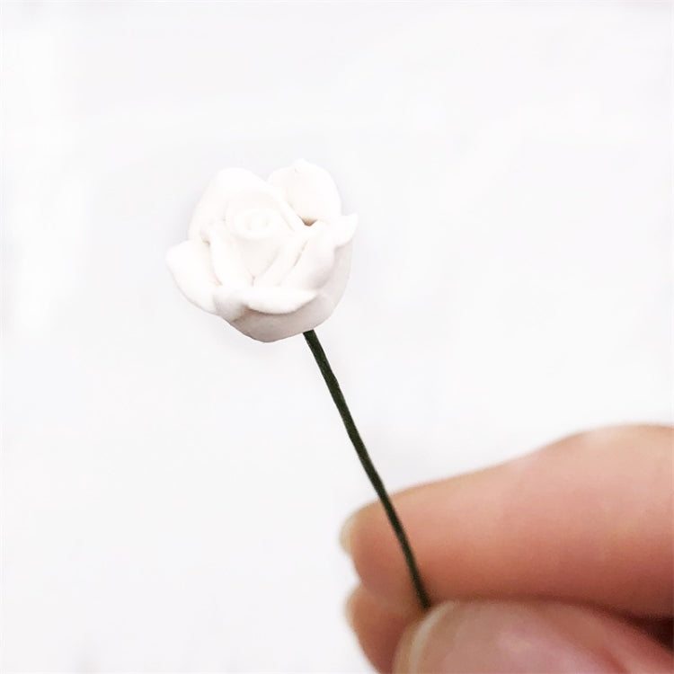 10 ชิ้น 1:12 มินิตุ๊กตาบ้านสวนห้องนอนฉากตกแต่งดอกกุหลาบ, White