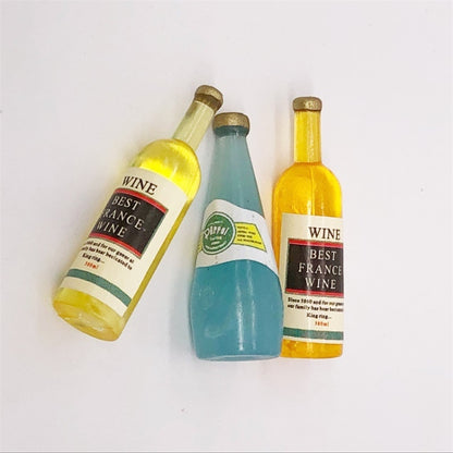 3 ชิ้น / เซ็ต 1:12 มินิเฮาส์ของเล่นจำลองการตกแต่งเครื่องดื่มไวน์, 3 PCS / Set Wine Drink Decoration