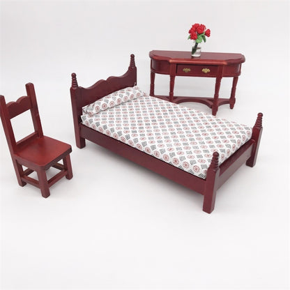 1:12 MINI House ของเล่นกระเป๋าเฟอร์นิเจอร์จำลองเตียงเดี่ยว, Single Bed