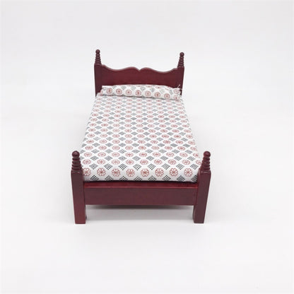 1:12 MINI House ของเล่นกระเป๋าเฟอร์นิเจอร์จำลองเตียงเดี่ยว, Single Bed