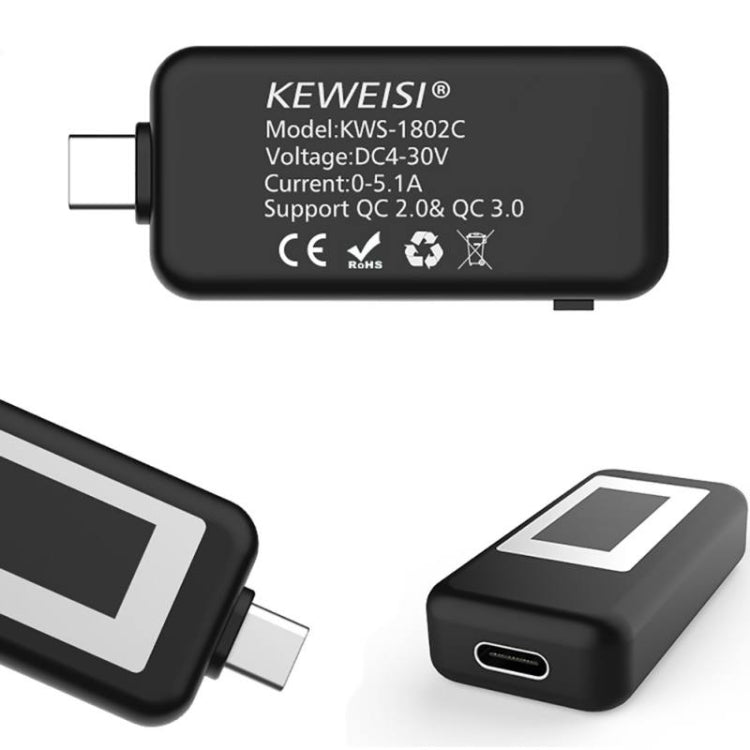 KEWEISI มัลติฟังก์ชั่น Type-C / USB-C เครื่องทดสอบเครื่องชาร์จเครื่องตรวจจับโวลต์มิเตอร์แบบดิจิตอลแอมป์มิเตอร์แรงดันไฟฟ้าเมตร