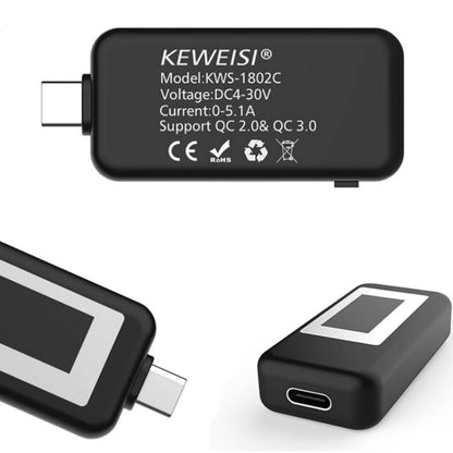 KEWEISI มัลติฟังก์ชั่น Type-C / USB-C เครื่องทดสอบเครื่องชาร์จเครื่องตรวจจับโวลต์มิเตอร์แบบดิจิตอลแอมป์มิเตอร์แรงดันไฟฟ้าเมตร