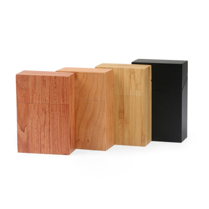 กล่องบุหรี่ไม้สร้างสรรค์การดูดซับแม่เหล็กกรณีบุหรี่แบบฝาพับ, Black, Carbonized Bamboo, Rosewood, Cherry Wood