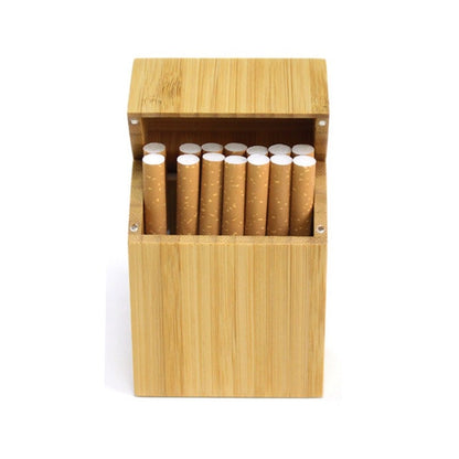 กล่องบุหรี่ไม้สร้างสรรค์การดูดซับแม่เหล็กกรณีบุหรี่แบบฝาพับ, Black, Carbonized Bamboo, Rosewood, Cherry Wood