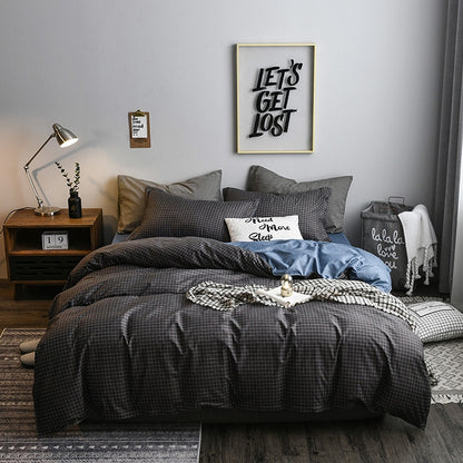 ชุดเครื่องนอนลายสก๊อตด้านข้างเตียงผ้านวมคลุมชุดแผ่นผ้านวม, 168*229cm(1x Pillowcase,1xQuilt）, 200*230cm(2x Pillowcase,1x Quilt）, 228*228cm(2xPillowcase,1xQuilt）, 260*230cm(2xPillowcase ,1xQuilt）, 135*200cm(1xPillowcase,1xQuilt）                          ...