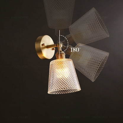 โคมไฟติดผนังคริสตัลห้องนอนห้องนั่งเล่นทองแดง, All Copper Single Head