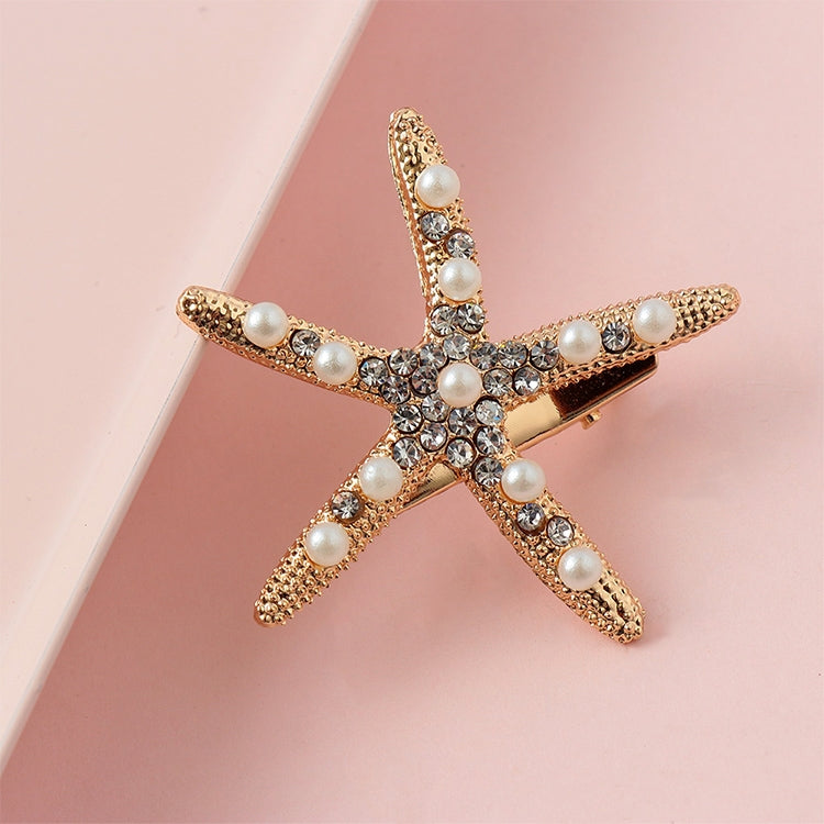 แฟชั่น Rhinestone Pearl Starfish Hairpin สำหรับเจ้าสาว Headpiece ผมจัดแต่งทรงผมเครื่องมือ