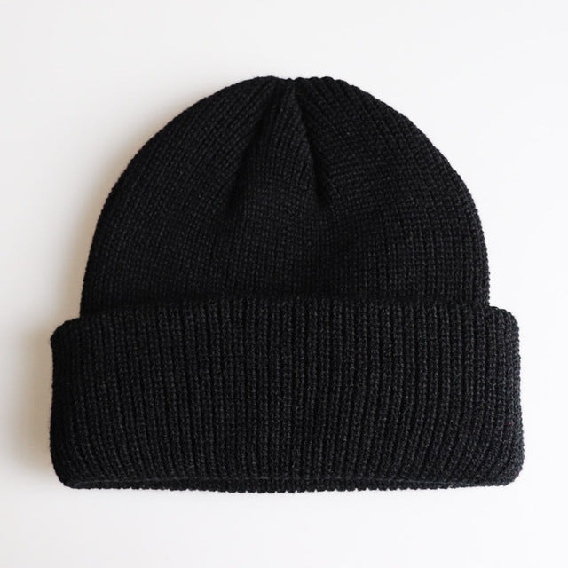 Skullcap ถักสั้นฤดูหนาวสีทึบสำหรับผู้ชาย / ผู้หญิง, M（56-58cm）