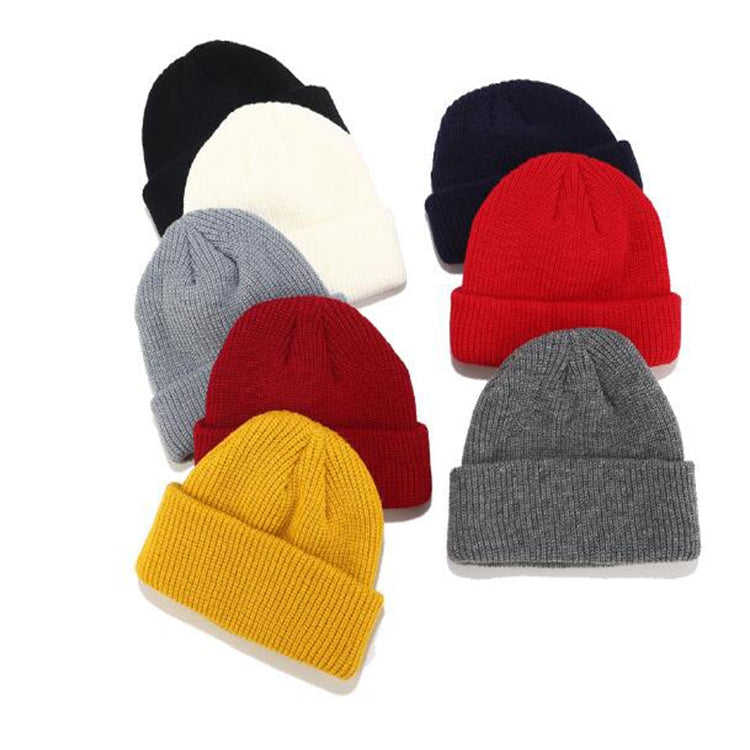 Skullcap ถักสั้นฤดูหนาวสีทึบสำหรับผู้ชาย / ผู้หญิง, M（56-58cm）