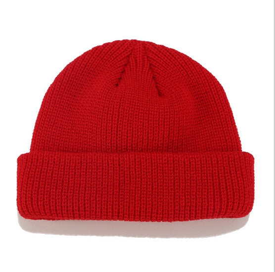 Skullcap ถักสั้นฤดูหนาวสีทึบสำหรับผู้ชาย / ผู้หญิง, M（56-58cm）