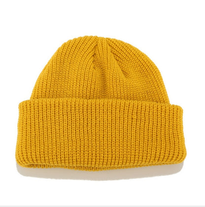 Skullcap ถักสั้นฤดูหนาวสีทึบสำหรับผู้ชาย / ผู้หญิง, M（56-58cm）