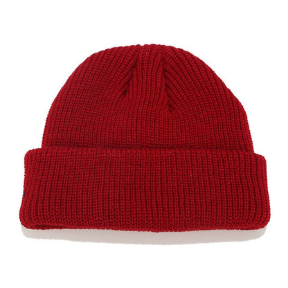 Skullcap ถักสั้นฤดูหนาวสีทึบสำหรับผู้ชาย / ผู้หญิง, M（56-58cm）