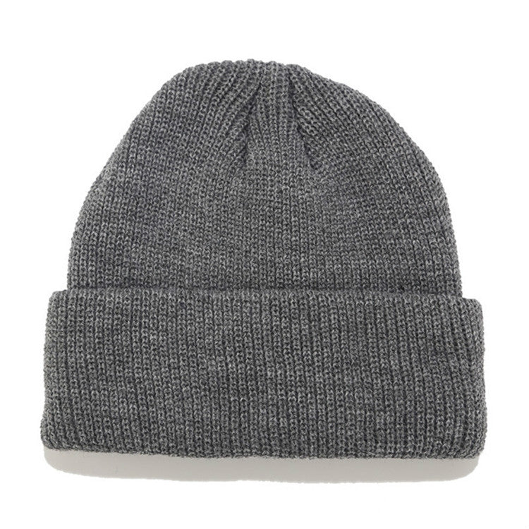 Skullcap ถักสั้นฤดูหนาวสีทึบสำหรับผู้ชาย / ผู้หญิง, M（56-58cm）
