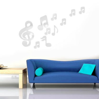 3D โน้ตดนตรีกระจกอะคริลิคสติ๊กเกอร์ติดผนัง Home Decor ผนังห้องนั่งเล่นตกแต่ง Art DIY สติ๊กเกอร์ติดผนัง