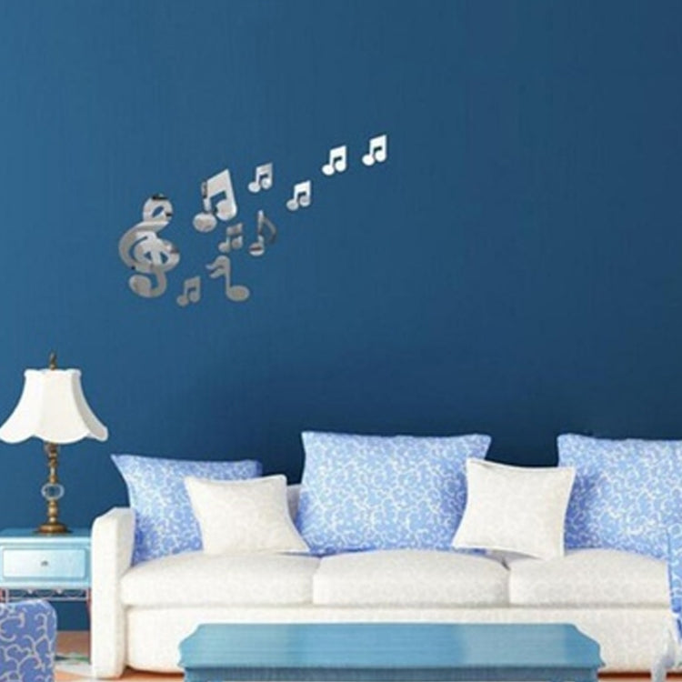 3D โน้ตดนตรีกระจกอะคริลิคสติ๊กเกอร์ติดผนัง Home Decor ผนังห้องนั่งเล่นตกแต่ง Art DIY สติ๊กเกอร์ติดผนัง