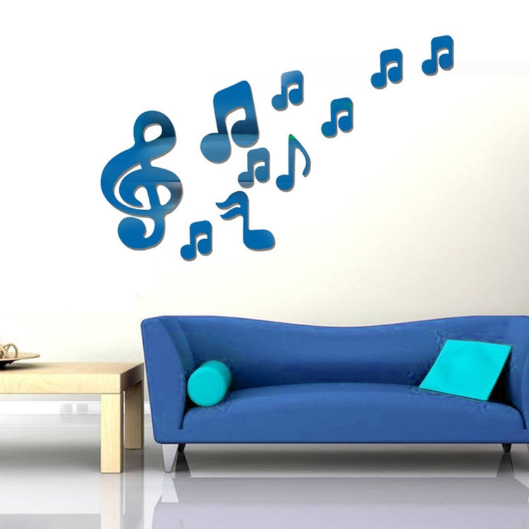3D โน้ตดนตรีกระจกอะคริลิคสติ๊กเกอร์ติดผนัง Home Decor ผนังห้องนั่งเล่นตกแต่ง Art DIY สติ๊กเกอร์ติดผนัง