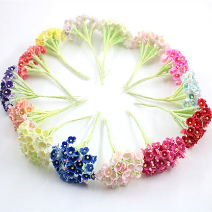 5 สาขา DIY พลัมจำลองมือมินิ Flocking ผ้าดอกไม้โชคดี