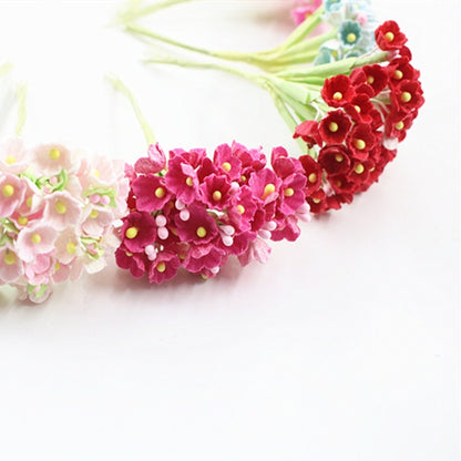 5 สาขา DIY พลัมจำลองมือมินิ Flocking ผ้าดอกไม้โชคดี