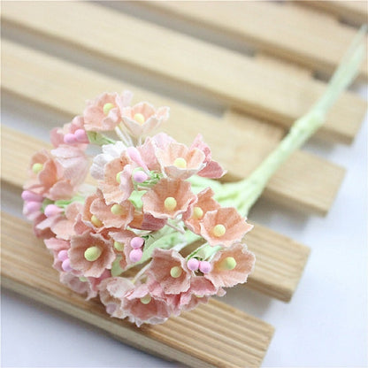 5 สาขา DIY พลัมจำลองมือมินิ Flocking ผ้าดอกไม้โชคดี