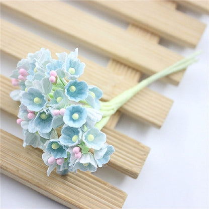 5 สาขา DIY พลัมจำลองมือมินิ Flocking ผ้าดอกไม้โชคดี