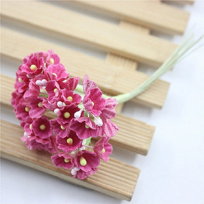 5 สาขา DIY พลัมจำลองมือมินิ Flocking ผ้าดอกไม้โชคดี