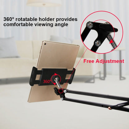 Universal 360 องศาหมุนยืดหยุ่นแขนยาว Lazy โทรศัพท์แท็บเล็ต Pad ผู้ถือคลิปยึด, 3.5-10.6 inch Phone Tablet Pad (Black)