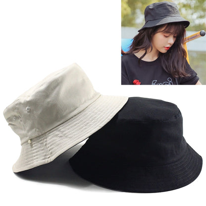 หมวกชาวประมงสวมใส่ผ้าฝ้ายสีทึบสองด้านสำหรับผู้หญิง, L, XL, XXL