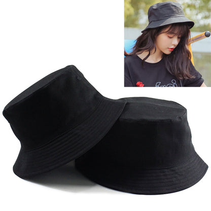 หมวกชาวประมงสวมใส่ผ้าฝ้ายสีทึบสองด้านสำหรับผู้หญิง, L, XL, XXL