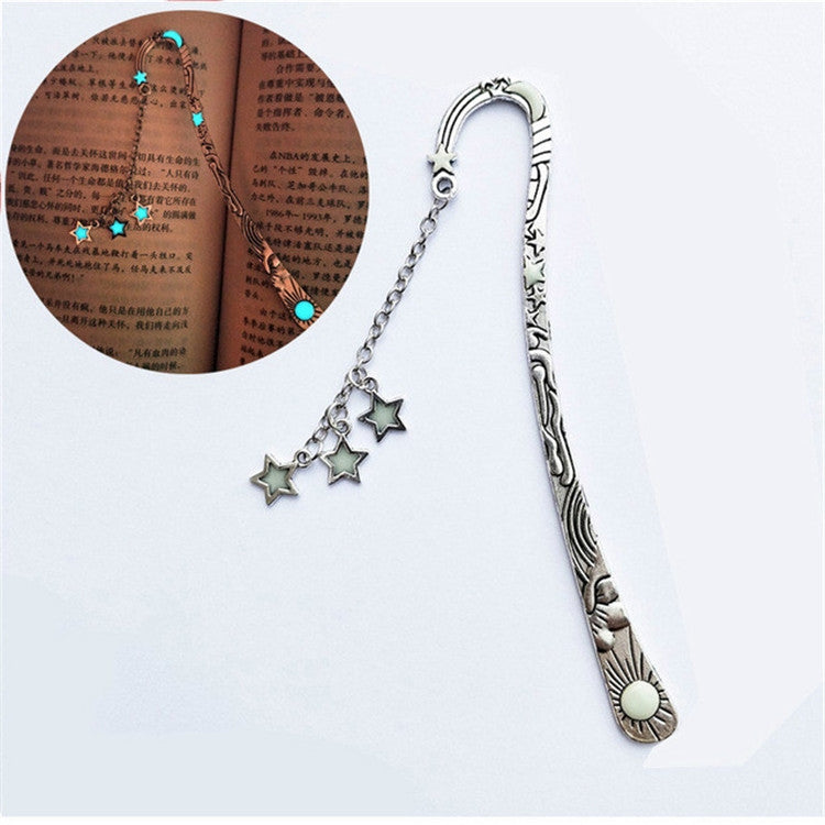 Luminous Sun Moon Star Bookmark Retro PentagramเรืองแสงโลหะBookmark
