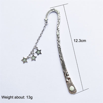 Luminous Sun Moon Star Bookmark Retro PentagramเรืองแสงโลหะBookmark