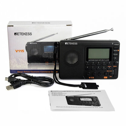 Retekess V-115 Full Band วิทยุ FM AM เครื่องเล่น MP3 แบบพกพา, V-115