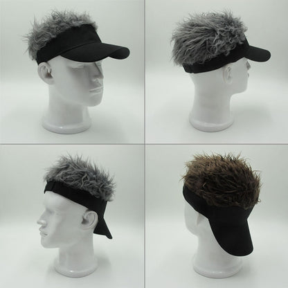 หมวกเบสบอลบังแดดกลางแจ้งแฟชั่น unisex พร้อมวิกผม, One Size