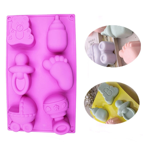 ของเล่นเด็กซิลิโคนรูปร่าง Bakeware แม่พิมพ์เยลลี่พุดดิ้งช็อคโกแลตตกแต่งเค้ก, การจัดส่งสีสุ่ม, Baby Toys Shape