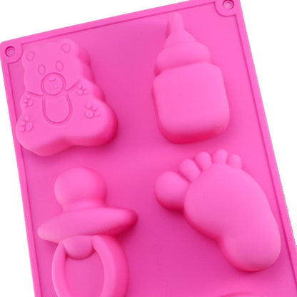 ของเล่นเด็กซิลิโคนรูปร่าง Bakeware แม่พิมพ์เยลลี่พุดดิ้งช็อคโกแลตตกแต่งเค้ก, การจัดส่งสีสุ่ม, Baby Toys Shape