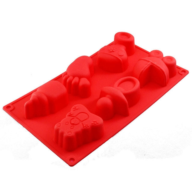 ของเล่นเด็กซิลิโคนรูปร่าง Bakeware แม่พิมพ์เยลลี่พุดดิ้งช็อคโกแลตตกแต่งเค้ก, การจัดส่งสีสุ่ม, Baby Toys Shape