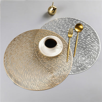 2 ชิ้นแฟชั่นรอบกลวง Placemats เสื่อโต๊ะพีวีซีถ้วยกาแฟแผ่น