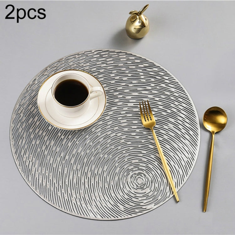 2 ชิ้นแฟชั่นรอบกลวง Placemats เสื่อโต๊ะพีวีซีถ้วยกาแฟแผ่น