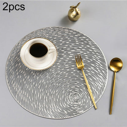 2 ชิ้นแฟชั่นรอบกลวง Placemats เสื่อโต๊ะพีวีซีถ้วยกาแฟแผ่น