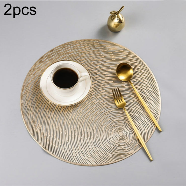 2 ชิ้นแฟชั่นรอบกลวง Placemats เสื่อโต๊ะพีวีซีถ้วยกาแฟแผ่น