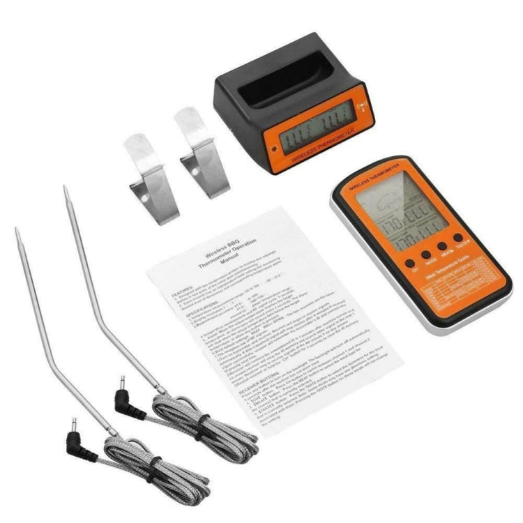 เครื่องวัดอุณหภูมิบาร์บีคิวระยะไกลไร้สาย Dual Probe เครื่องวัดอุณหภูมิเตาอบอาหารดิจิตอลสำหรับทำอาหารเนื้อสัตว์, DTH-106